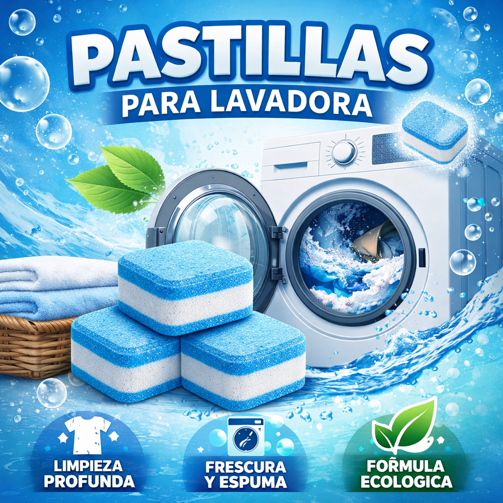 HOGAR PURO™ Caja pastillas limpieza lavadora (12Piezas)